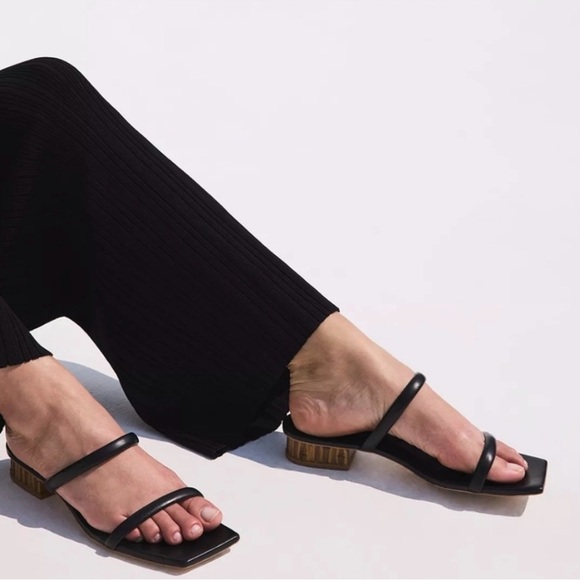 Cult Gaia Black Liz Leather Strappy Slide Women’s Sandals Bamboo Heel Size 39 9 - Picture 9 of 9